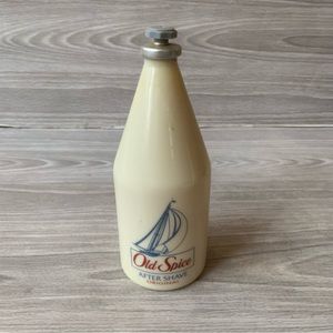 Vintage 1993 Old Spice After Shave, EMPTY Milk Glass Bottle with Star, 6.37 Oz.